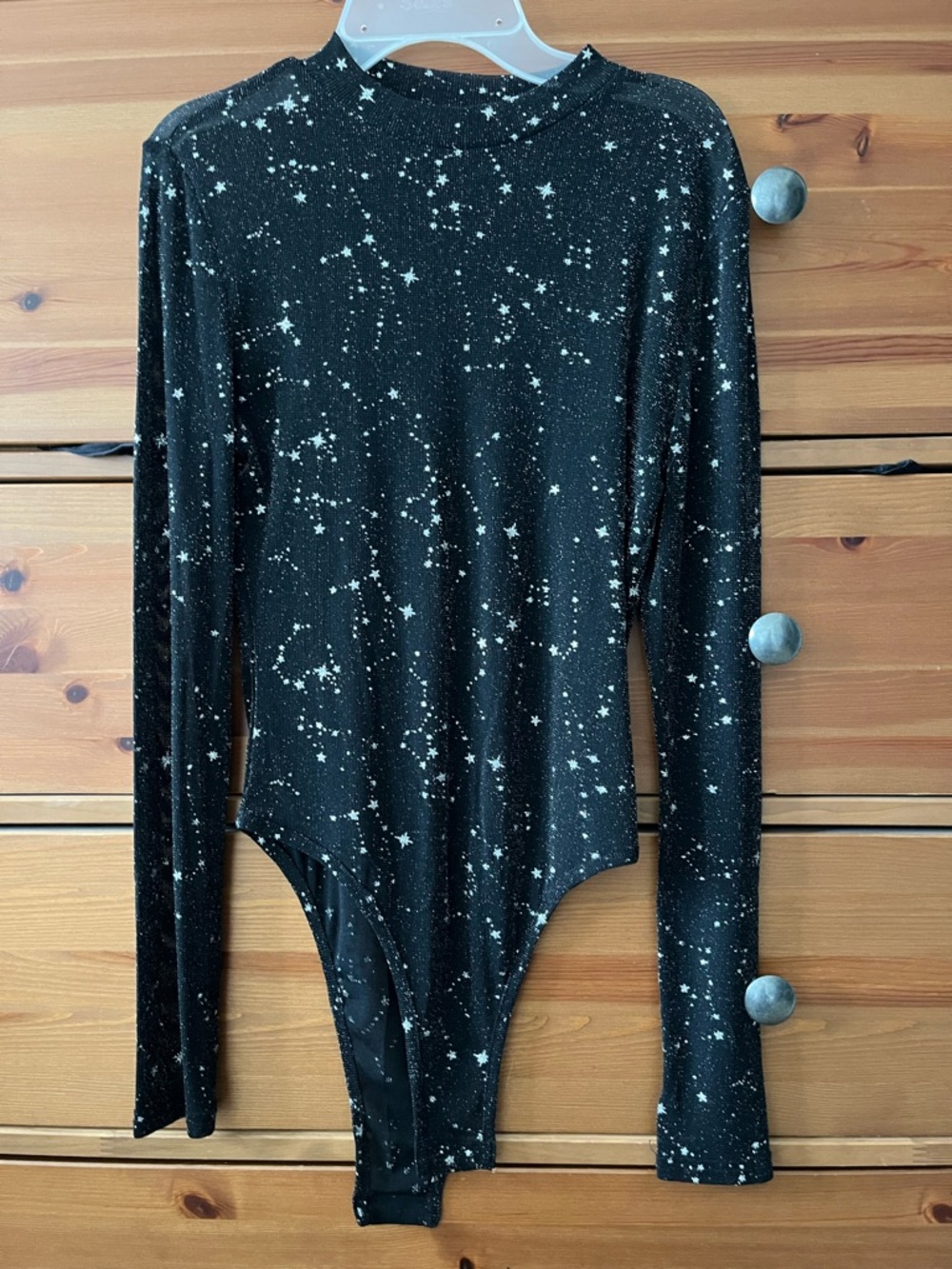SHEIN Black Sparkle Long Sleeve Bodysuit